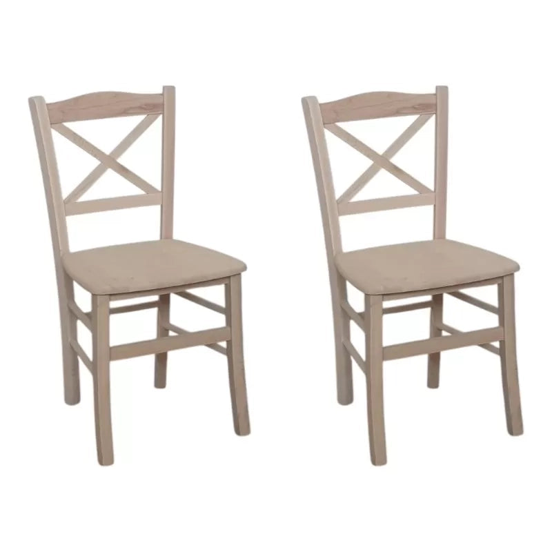 Set 2 sedie cucina classico legno grezzo seduta legno 43x46x88 - Mobili 2G