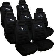 Set Coprisedili Auto 7 Posti Seat Cover Protezioni Universali per Macchina Tessuto Poliestere Nero