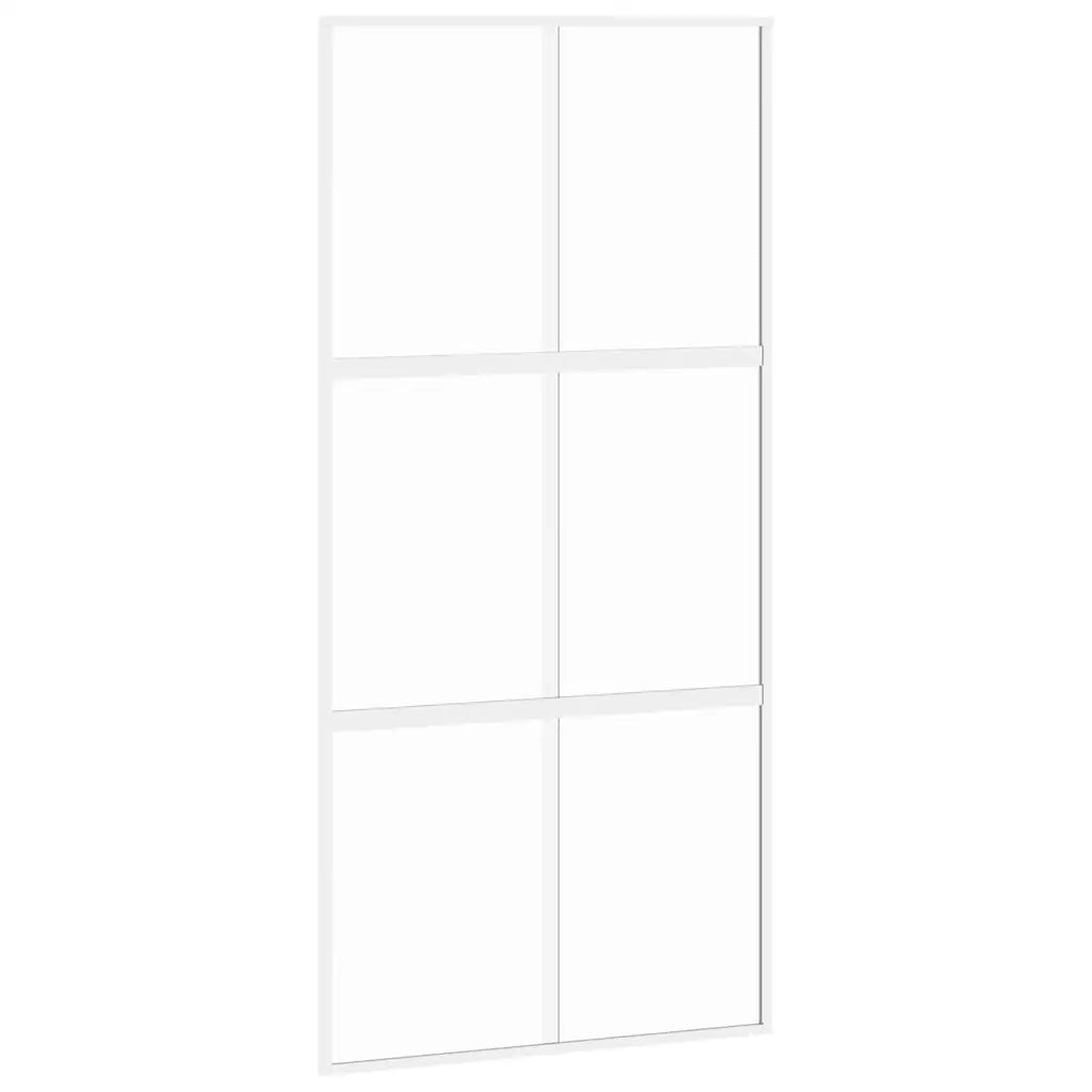 Porta Scorrevole Bianca 102,5x205cm Vetro Temperato e Alluminiocod mxl 83818