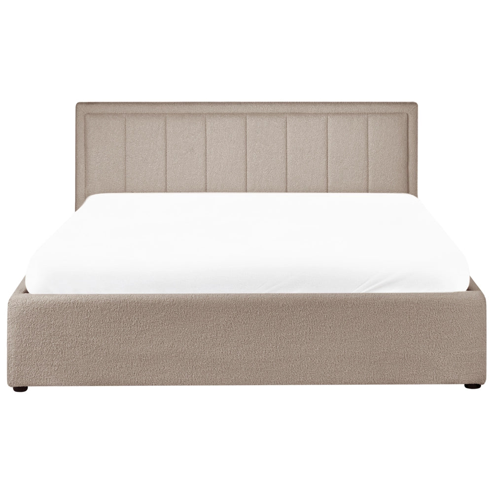 Letto Ottomano Tortora Boucle 160x200 cm Struttura imbottita con Testiera