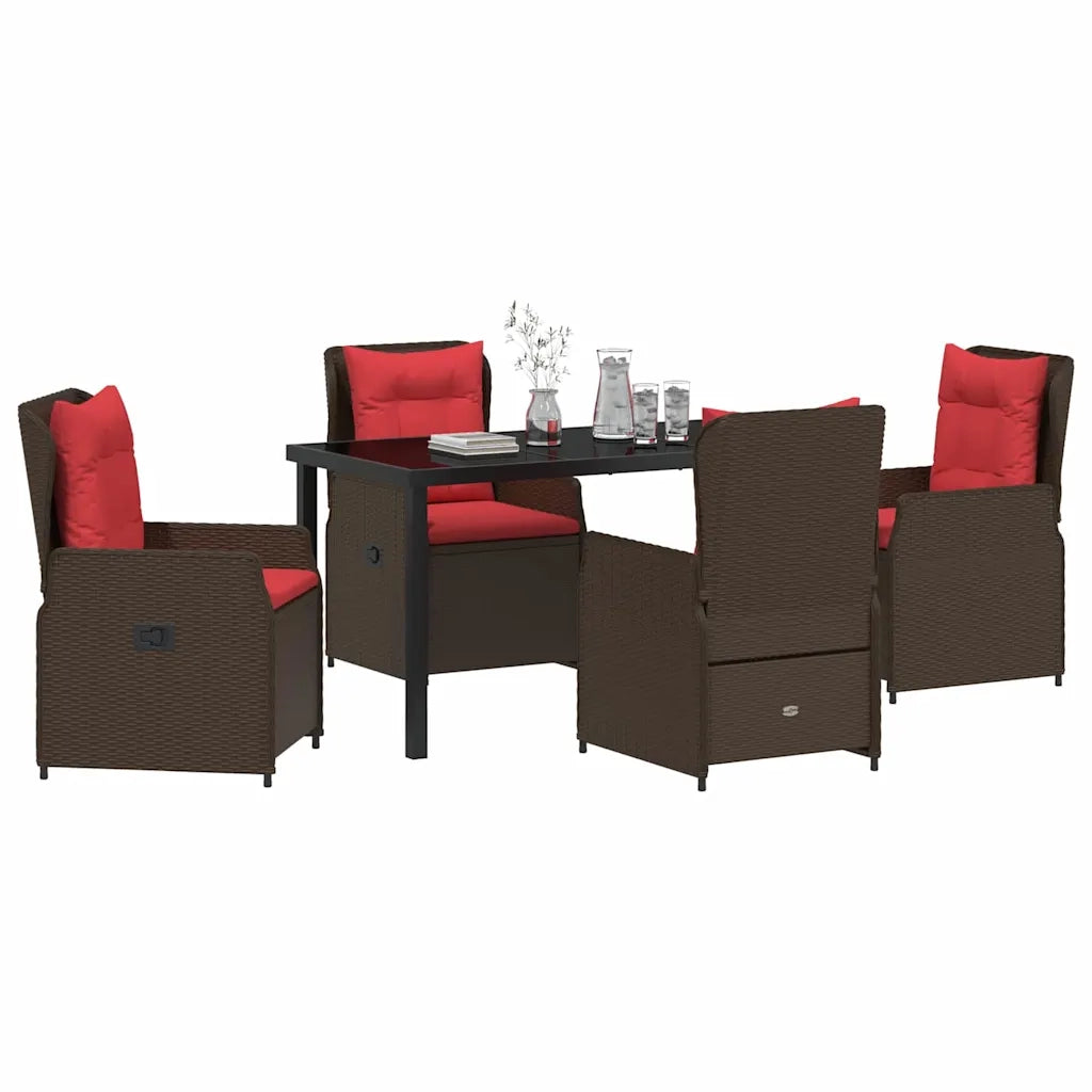 Set da Pranzo per Giardino 5 pcs Marrone Poly Rattan 3381025