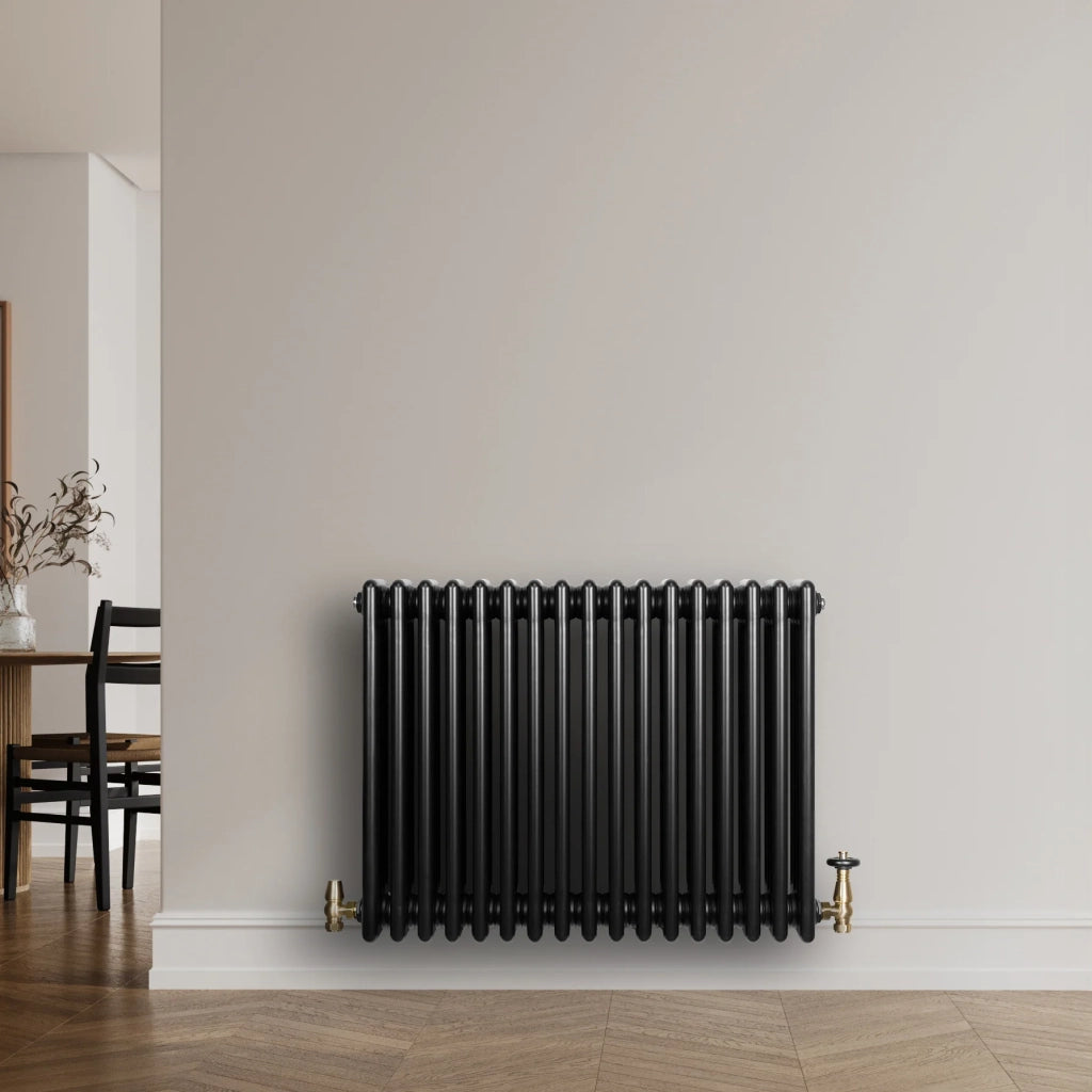 Radiatore Tradizionale 4 Colonne Orizzontale Riscaldamento Nero 600x785 mm
