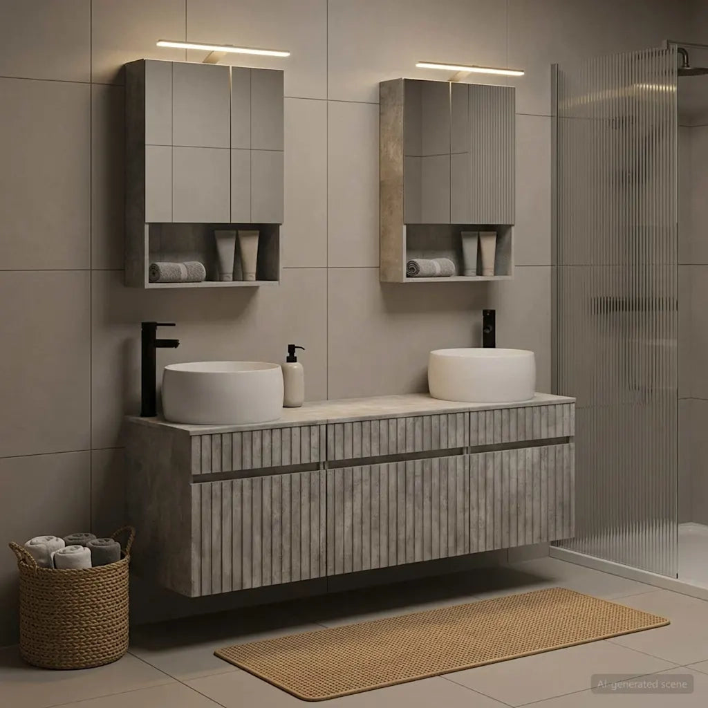 Set di Armadi da Bagno 5 pcs Grigio Cemento 50 x 14,5 x 70 cm 3406642