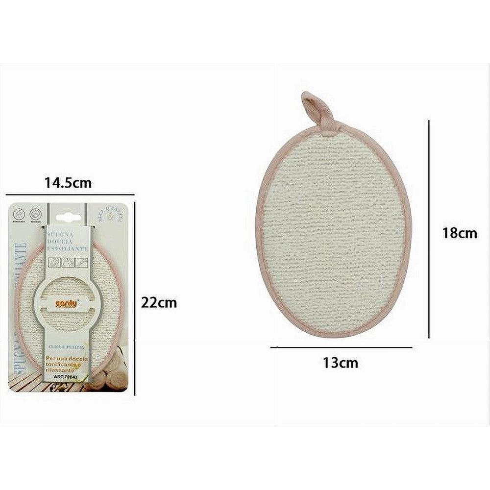 Trade Shop - Spugna Per Doccia Bagno Esfoliante Per Cura Pelle Corpo 13x18cm Rosa Ovale 79643 -