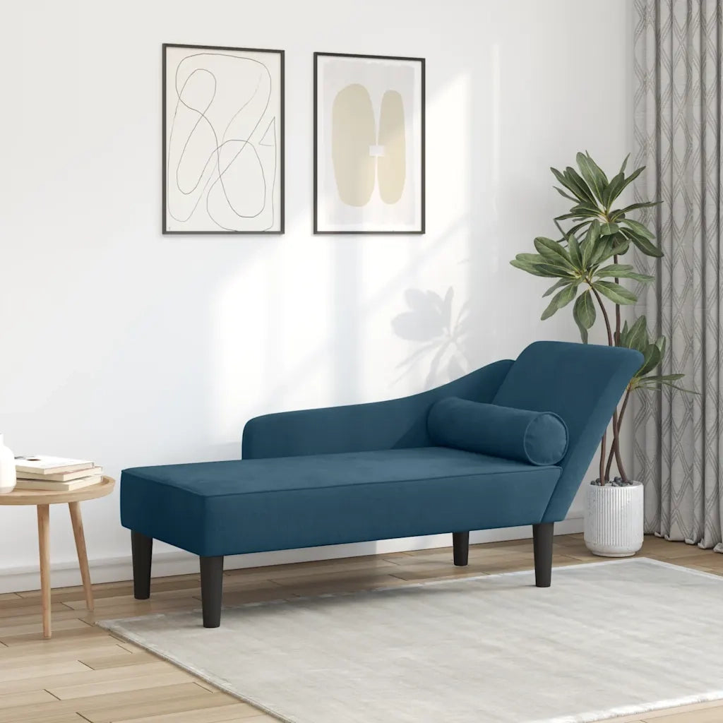 vidaXL Chaise Longue con Cuscini Blu in Velluto