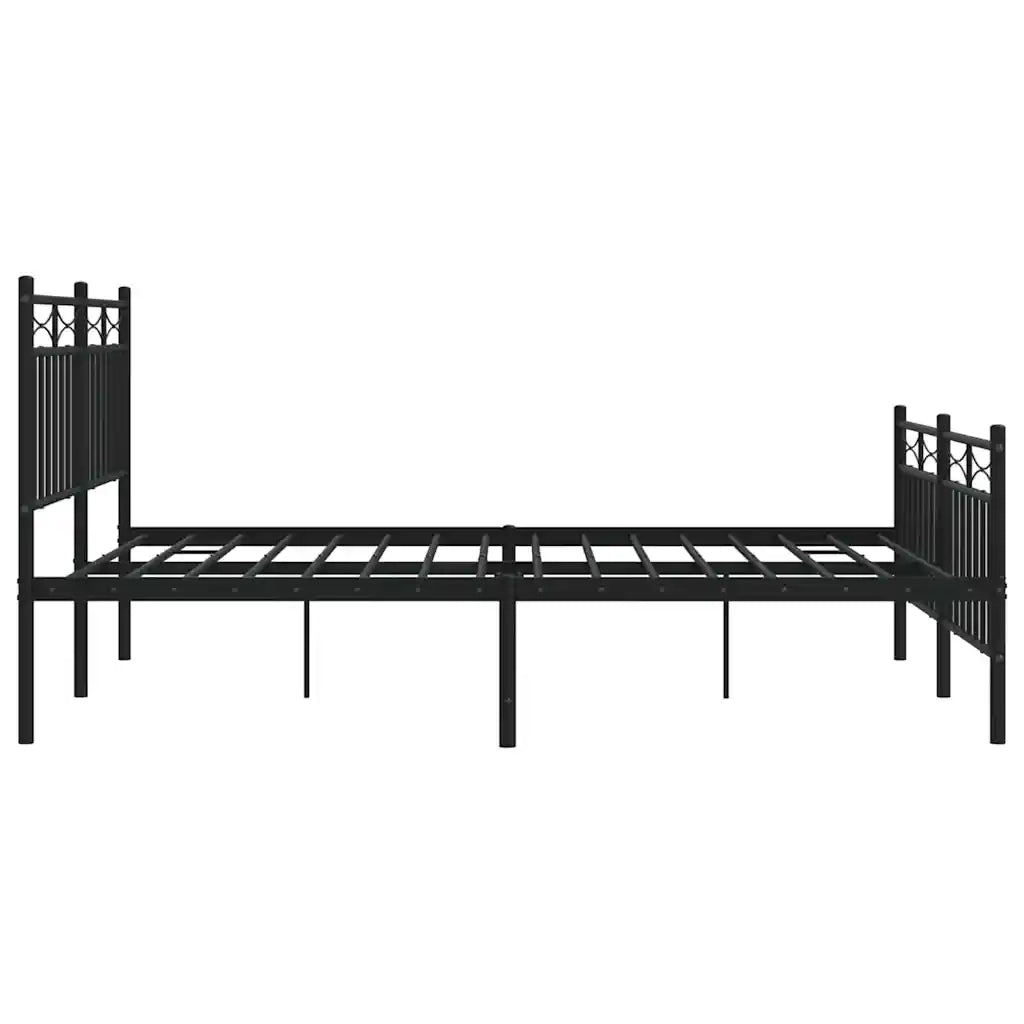 Letto matrimoniale | Letto per adulti | Giroletto con Testiera e Pediera Metallo Nero 135x190 cm