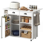 Mobile Cucina con Ruote e Anta a Ribalta ¨C zephmum ¨C Bianco 117.5x70x91 cm