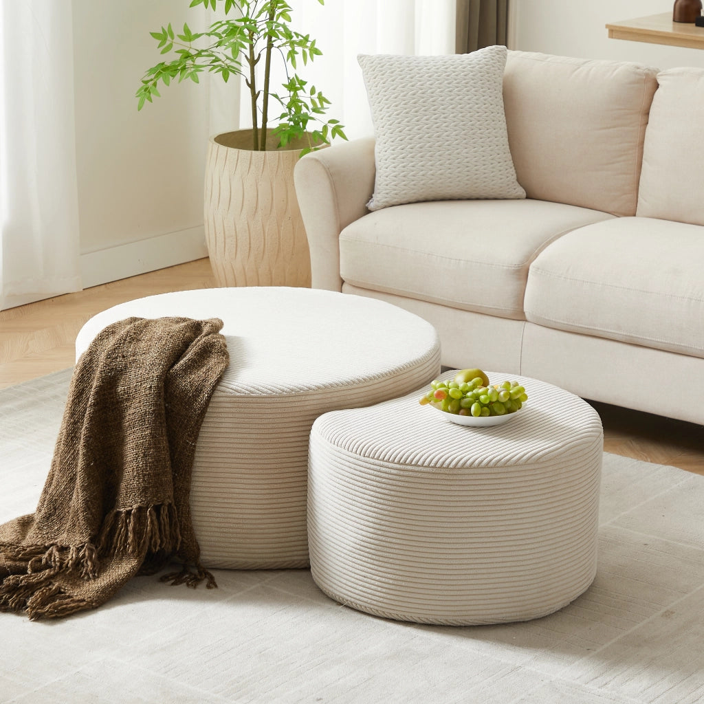 Tavolino da caffè set 2 pezzi in tessuto - per soggiorno - 84×28×28 cm - beige