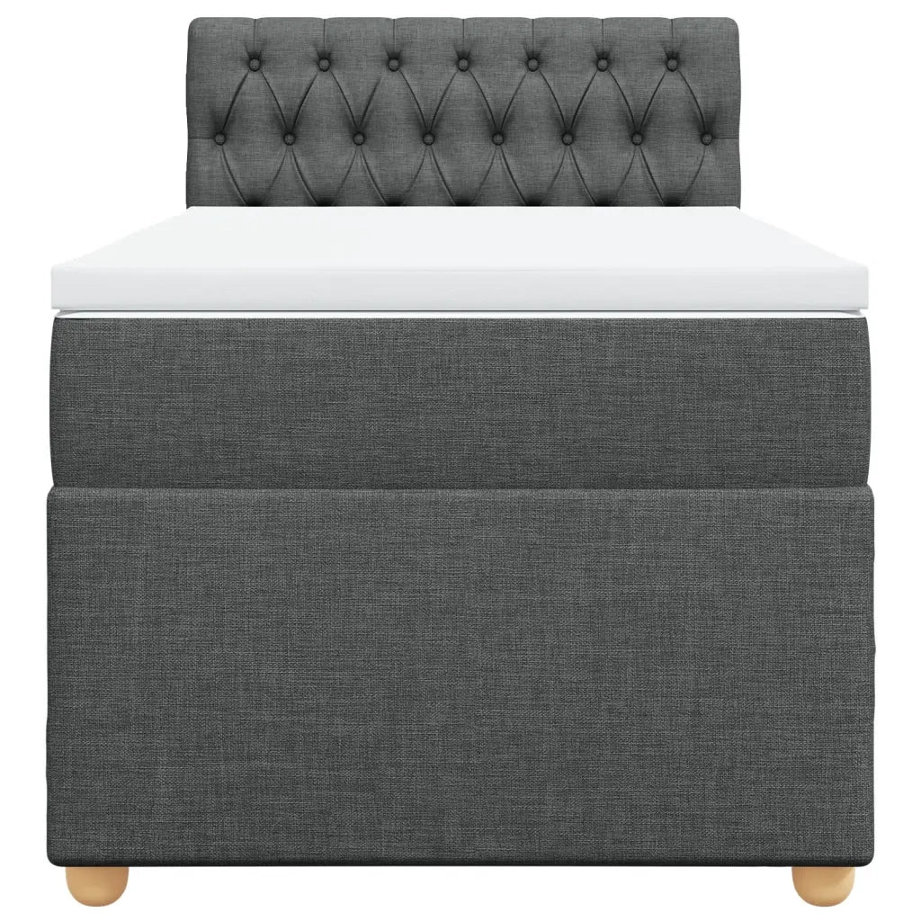 Letto a Molle con Materasso Grigio Scuro Singolo in Tessuto