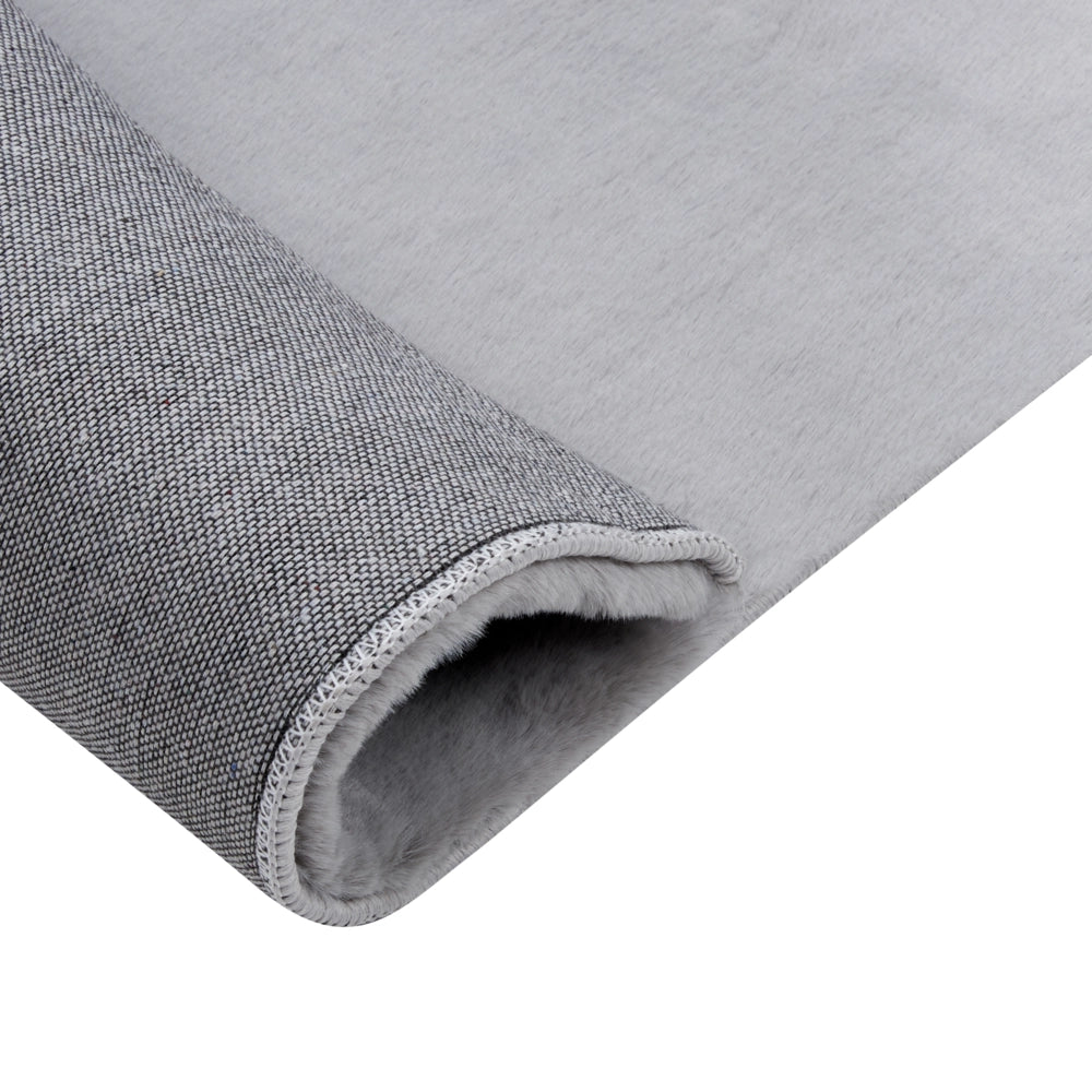 Tappeto Shaggy Artificiale di Coniglio in Pelliccia Ecologica Morbido e Soffice 160 x 230 cm Grigio Chiaro
