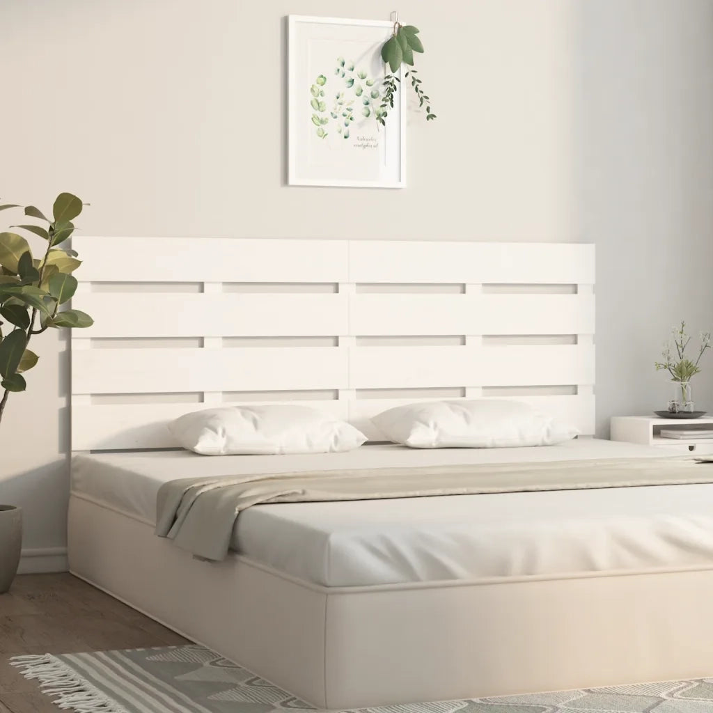 Testiera per Letto Bianco 150x3x80 cm in Legno Massello di Pino 821348