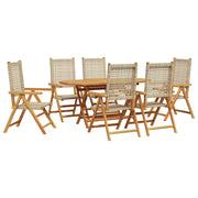 Set da Pranzo per Giardino 7 pcs Beige Legno di Acacia Massello 3375735
