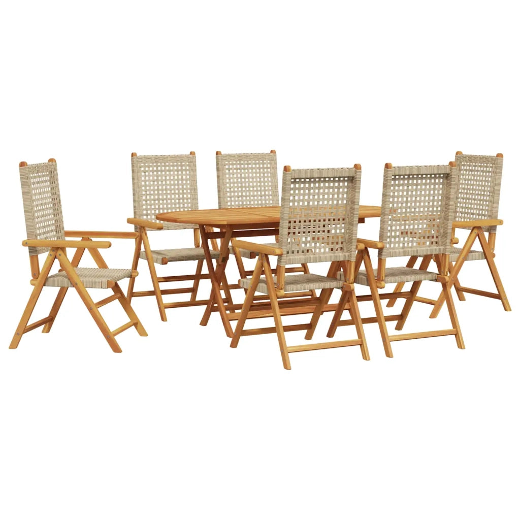 Set da Pranzo per Giardino 7 pcs Beige Legno di Acacia Massello 3375735