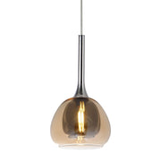 LÚZETE - LAMPADA A SOSPENSIONE 1 LUCE VETRO ESTERNO AMBRA INTERNO FUMÉ Ø16,5 NOLINA