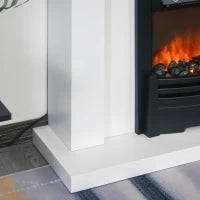 Camino Elettrico 1000W e 2000W, Effetto Fiamma con LED a 5 Livelli Telecomando Vetro Temperato Bianco 102x30x95cm