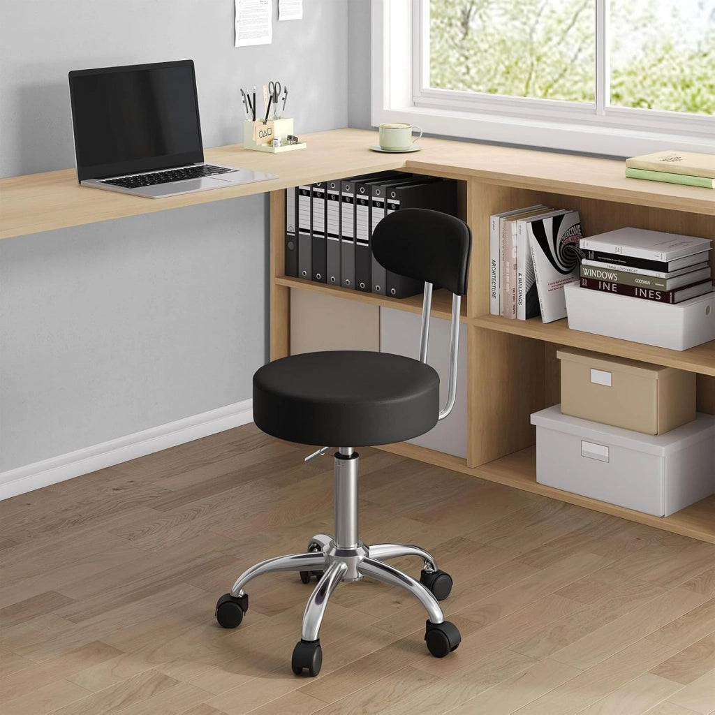 Sedie Ufficio Sedia da Scrivania Sgabelli con Schienale PU Cromato Girevole Moderno Nero 1 Pz