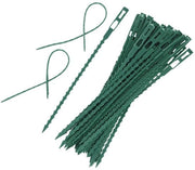 50 Set di Cinture per Piante in Plastica Versatili 17 cm Verde
