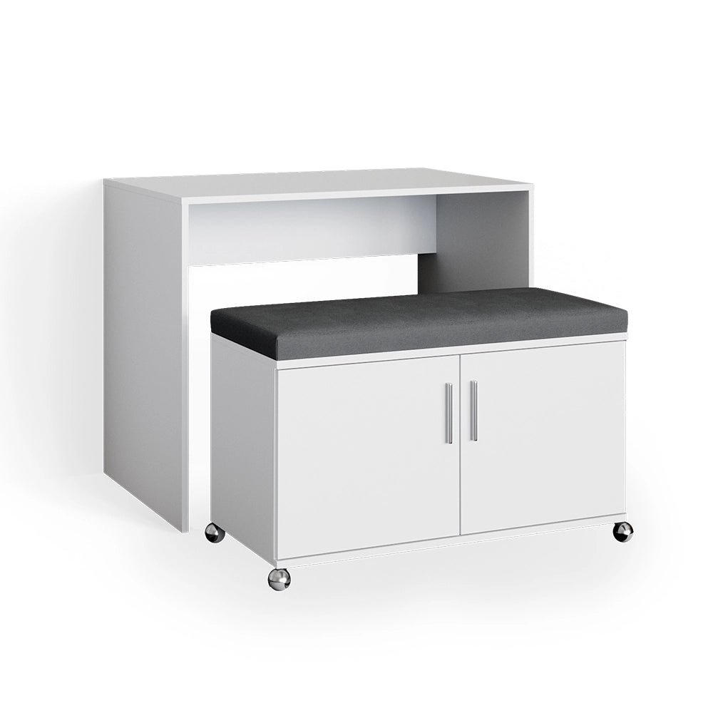 Vicco Scrivania con ruote Bianco 93.2 cm