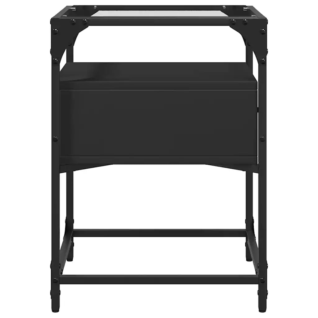 Set di 2 Comodini | Armadio da Notte | Mobiletto da notte Neri 40x40x55 cm in Legno Multistrato