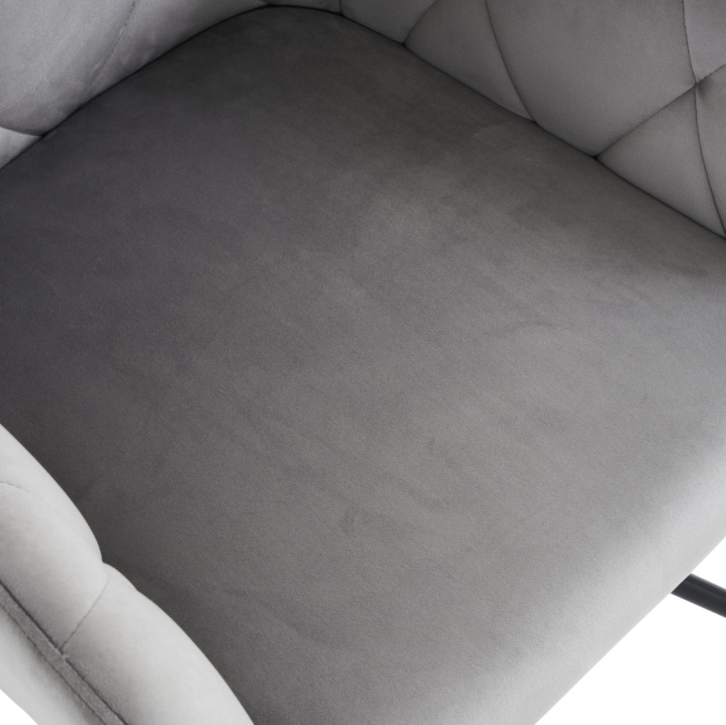 Set di 2 sedie imbottite con braccioli ergonomici in velluto grigio chiaro