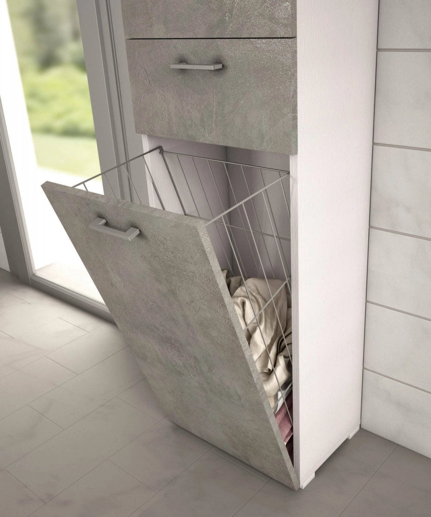 Aryanne, Armadio Multiuso 2 Ante 2 Ripiani Made in Italy, 45x195h cm Grigio Cemento