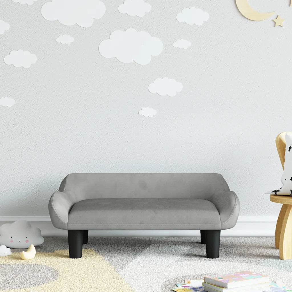 Divano | Divano da soggiorno | Sofa per Bambini Grigio Chiaro 70x40x24 cm in Velluto