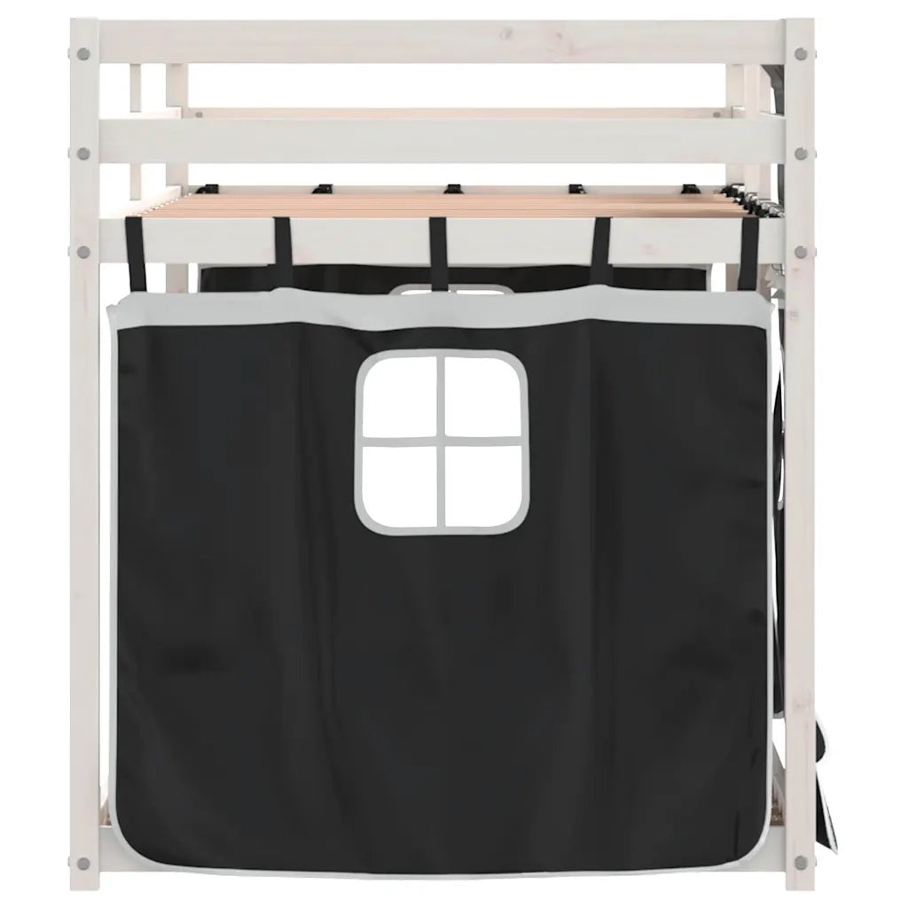 Letto singolo | Letto per adulti | Letto a Castello senza Materasso Bianco e Nero 90x200cm in Pino