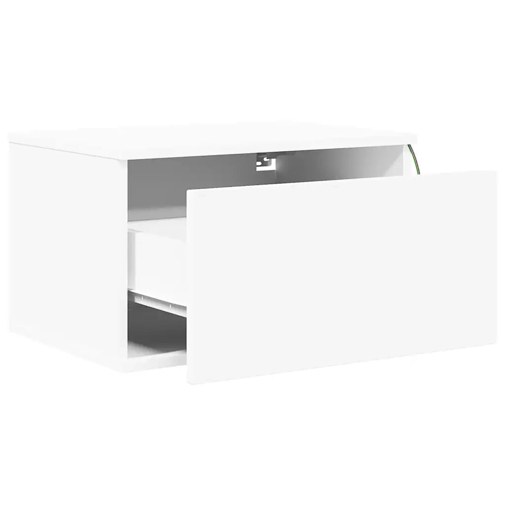 Comodini a Parete con Luci LED 2 pz-Set di 2 Tavolino da notte Bianchi 765442