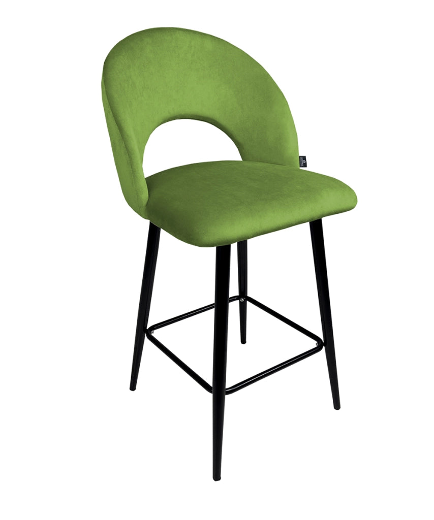 Sgabello cucina imbottito, sgabello alto in velluto verde pistacchio - Zoe - SG39ZOPM