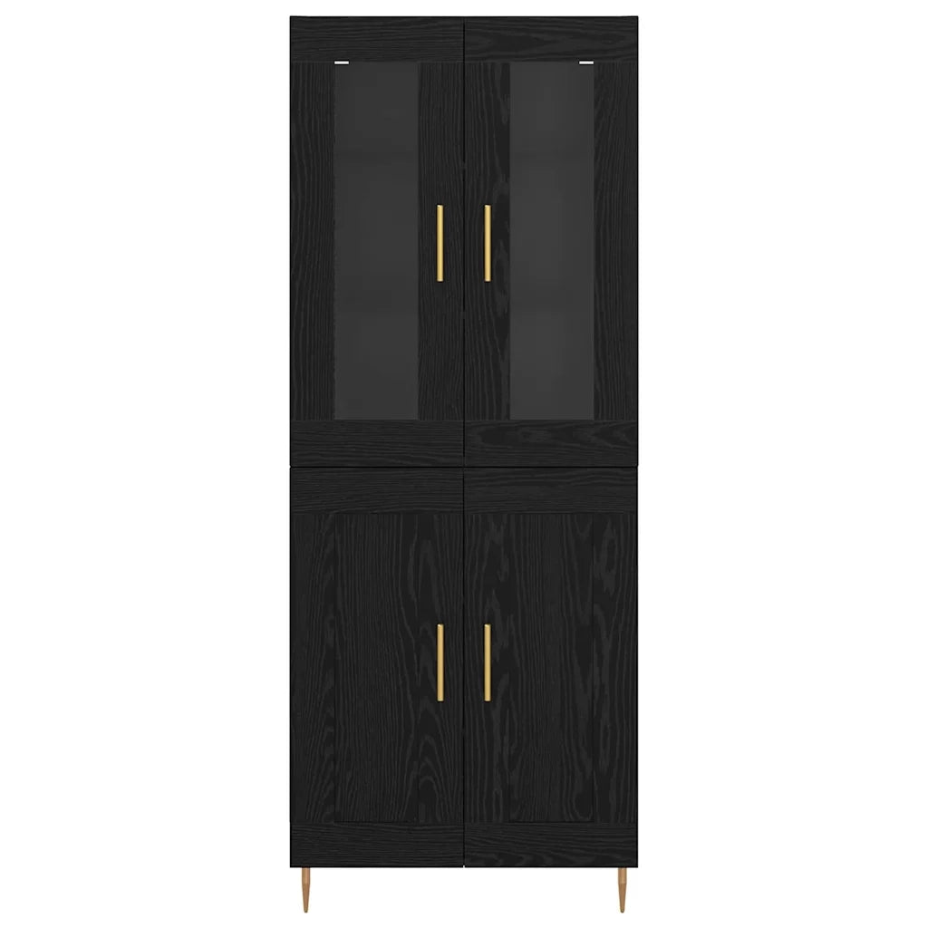 Credenza 2 pz | Madia | Buffet da pranzo | Armadio da pranzo Rovere Nero Legno multistrato