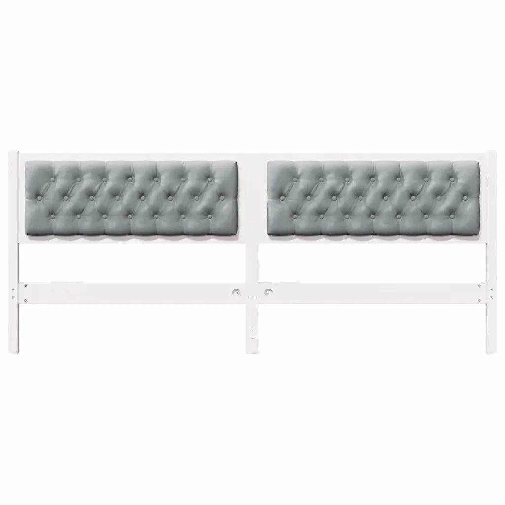 Testiera | Testata Bianco e grigio chiaro 200 cm Legno di pino massello