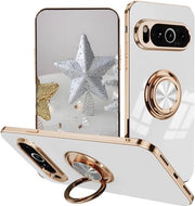 Hoes di protezione schoccorientato per Google Pixel 9 Pro XL - Bianco con anello standard - Bumper TPU premium