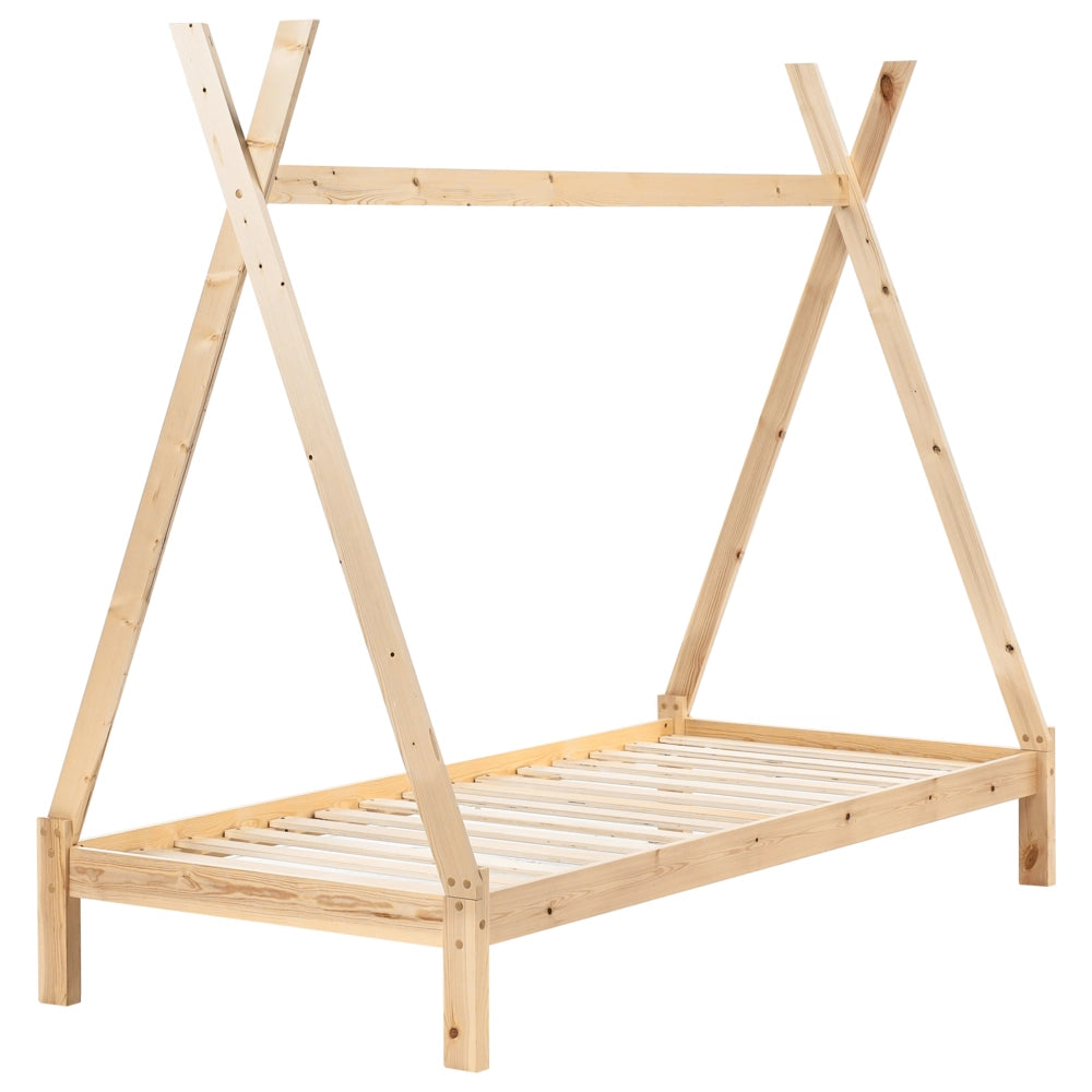 Letto a forma di tenda Teepee per bambini Pino chiaro UE 90 x 200 cm Struttura letto singolo con doghe