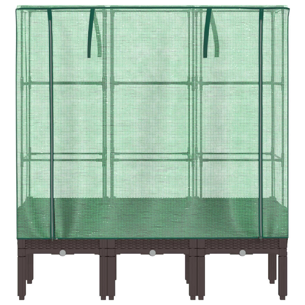 Aiuola rialzata/fioriera con copertura effetto rattan 120 x 40 x 140 cm Marrone 02_0038742