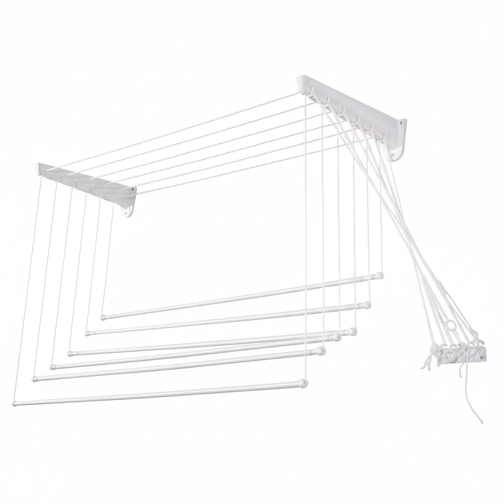 Stendibiancheria Saliscendi da Parete/Soffitto in Resina 120x70 cm – Salvaspazio e Antiruggine