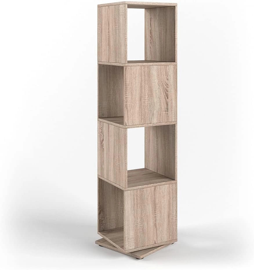 Scaffale girevole, Bianco, 35.2 x 144.2 cm, per l’archiviazione di documenti e scatole 30x30 cm, ruotabile a 360°
