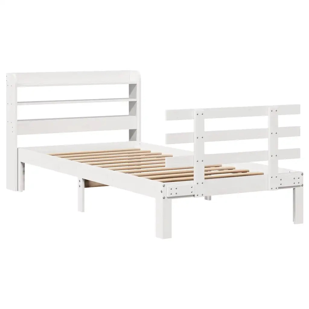 vidaXL Giroletto con Testiera Bianco 75x190 cm Legno Massello di Pino