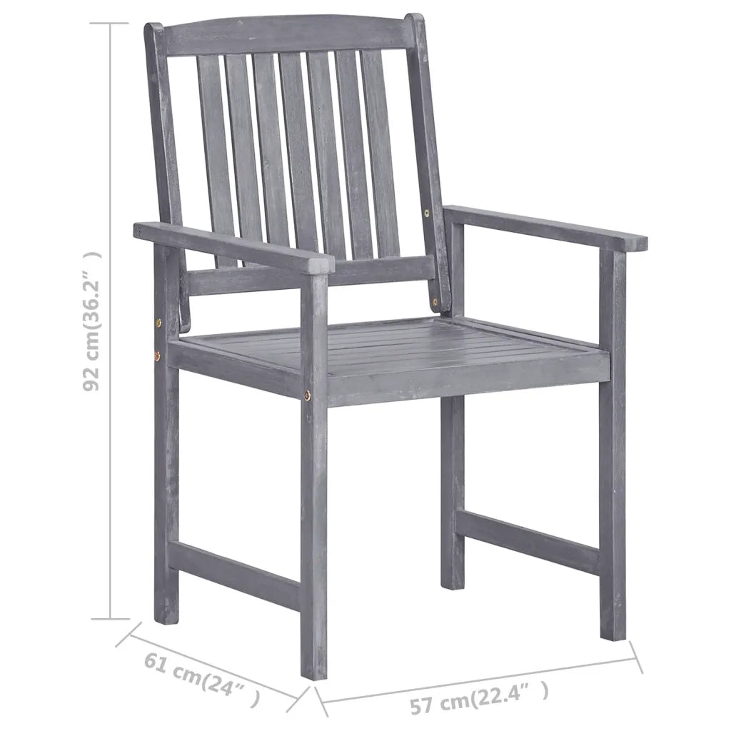 Sedie da Giardino 4 pz | Sedie da Esterno in Legno Massello di Acacia Grigio
