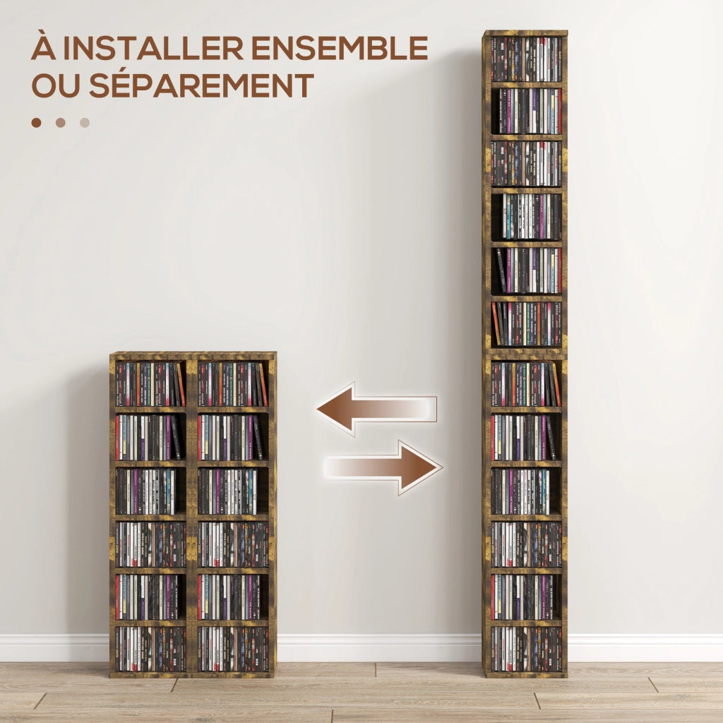 Armadio per CD con 12 compartimenti ¨C zephmum ¨C marrone 21x22.5x88.5 cm