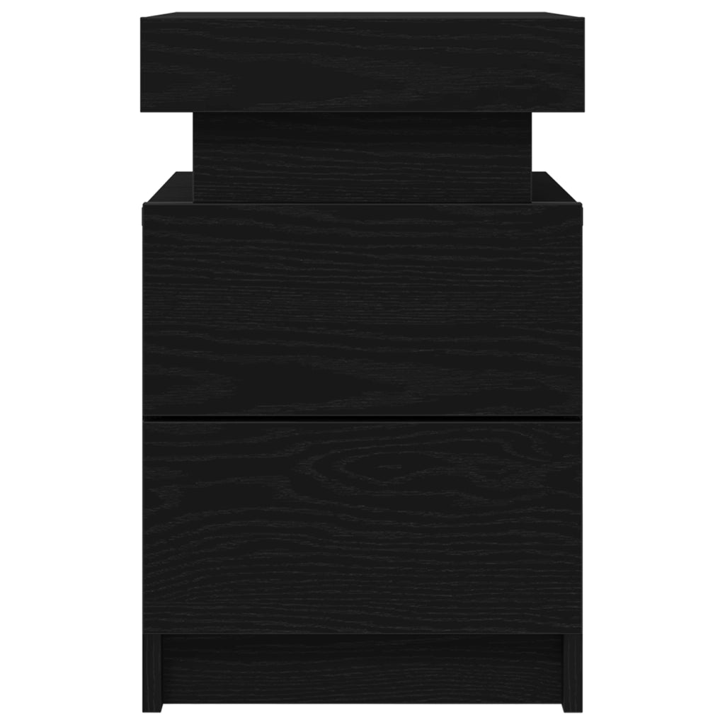 Comodino  con luci LED 2 pezzi Rovere nero 35x39x55 cm