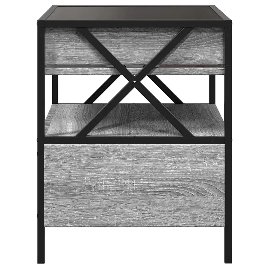 vidaXL Tavolino da Salotto con LED Infinity Grigio Sonoma 40x40x51 cm