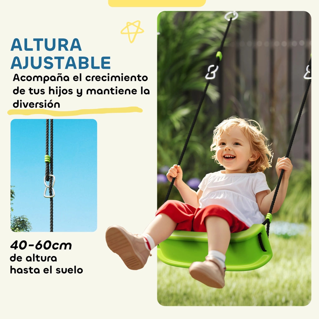 Set Altalene 4 in 1 con Dondolo, Cestino e Porta Bersagli per Bambini ¨C Zephmum ¨C Verde 215x180x182 cm