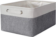 Cassa di stoccaggio pieghevole in tessuto, grande cassetto di stoccaggio con maniglie, organizzatore di armadio, cassa di piegatura per abbigliamento, giocattoli, camera dei bambini, mensola, armadio, camera dei bambini (bianco/grigio, 40 x 30 x 20 cm)