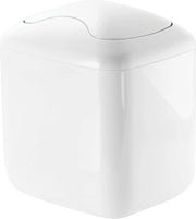 Contenitore per rifiuti per tavolo o comodino - dischetti di carta igienica, spugne per trucco, tessuti - contenitore mini in plastica con coperchio oscillante - bianco tavolo per trucco