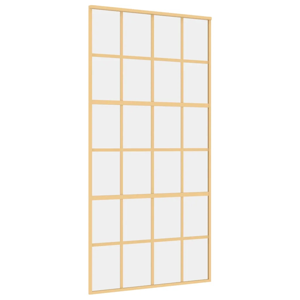 Porta Scorrevole Oro 102,5x205 Vetro Trasparente ESG Alluminio 155174