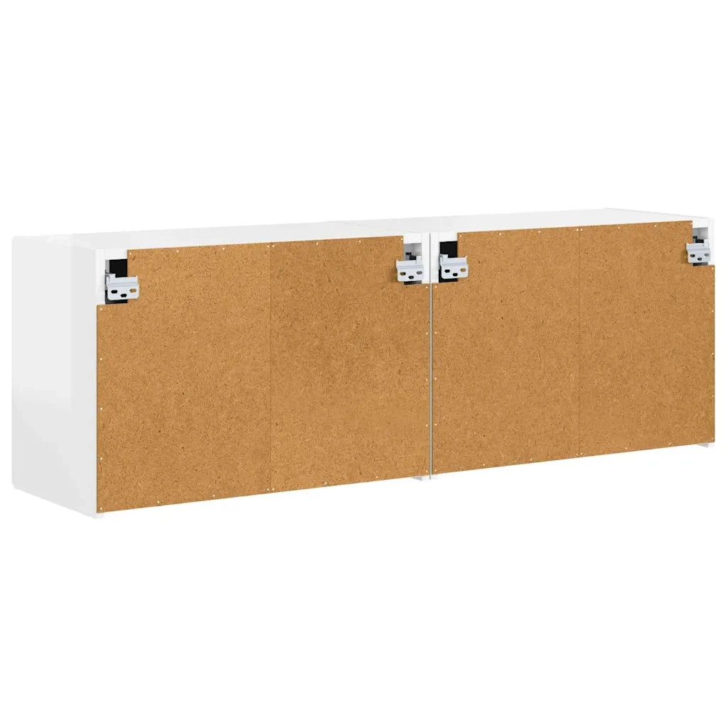 Mobile TV da parete 2 pz-Set di 2 Mobile TV a Muro-Credenza TV Bianco Lucido 59,5 x 31 x 40 cm
