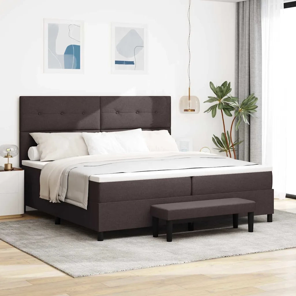 Letto a molle con testiera Marrone Scuro 200 x 200 cm Tessuto 3344096