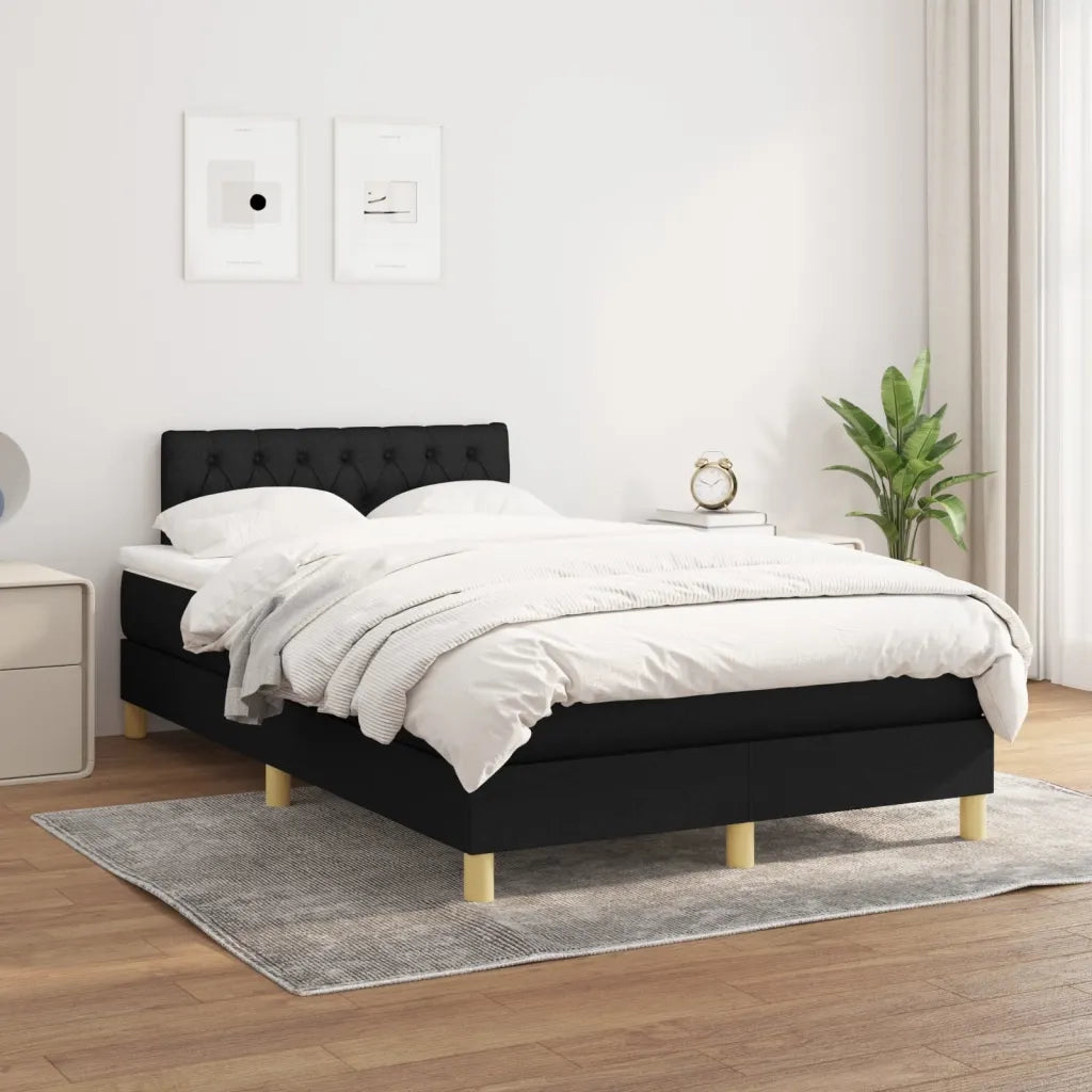 Giroletto a Molle con Materasso Nero 120x190 cm in Tessuto