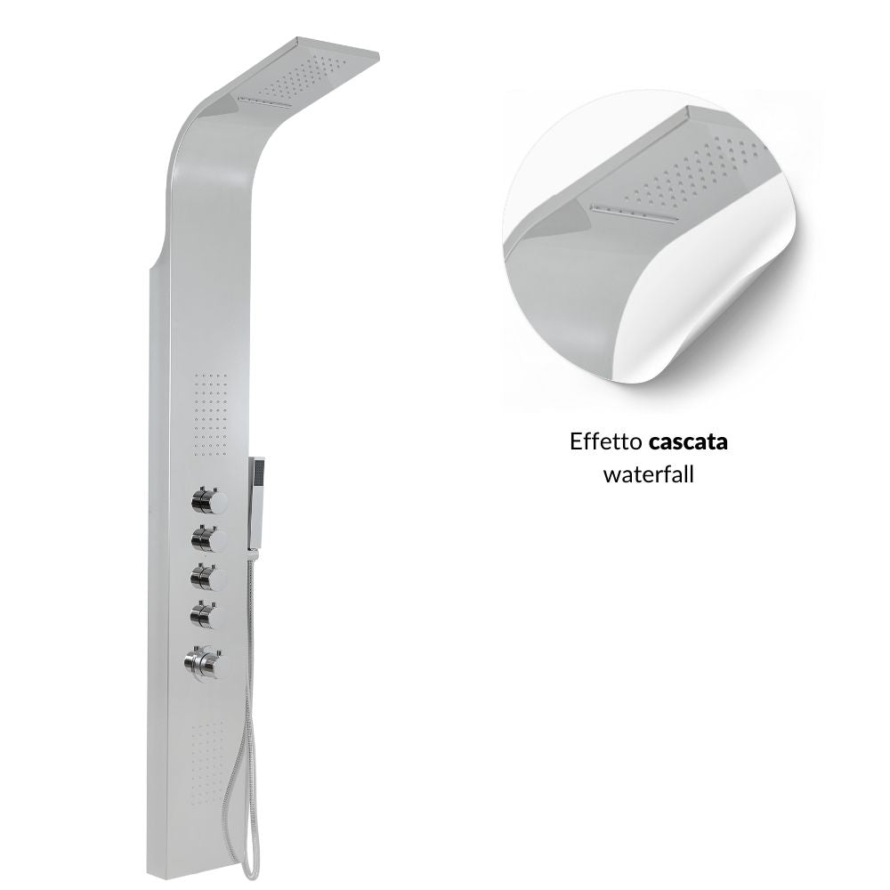 Colonna doccia termostatica siria 4 funzioni getto a cascata bocchette lombari *** finitura- cromo lucido, confezione 1