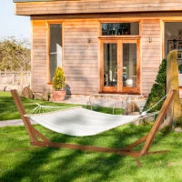 Supporto per Amaca Sospesa Regolabile su 3 Livelli, Pieghevole e Portatile, in Legno, 388x120x89 cm